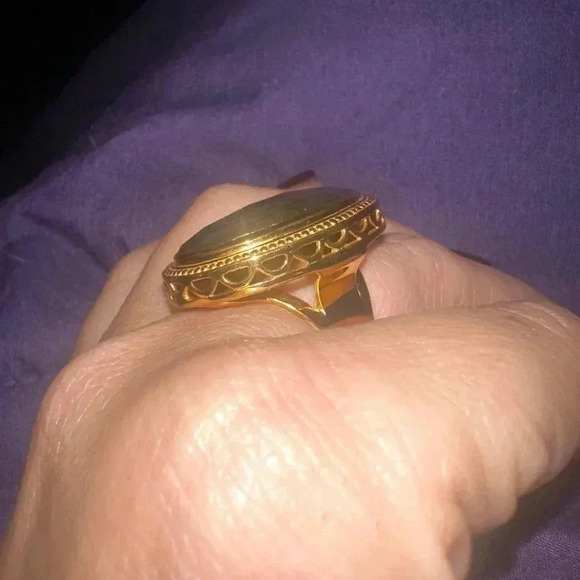 Gold plated Indian Labradorite, ring size 6 - Picture 4 of 8